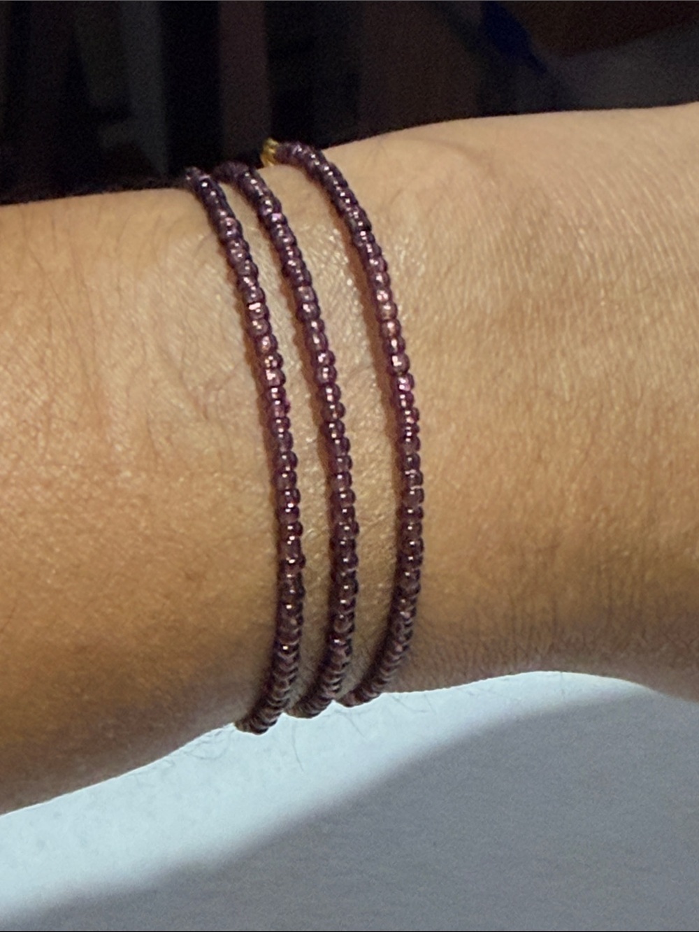 Garnet-Tone Multi-Strand Memory Wire Beaded Wrap Bracelet